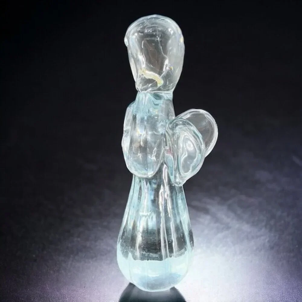 Vintage Clear Art Glass Praying Angel Figurine Paperweight Sculpture Glass VTG‎